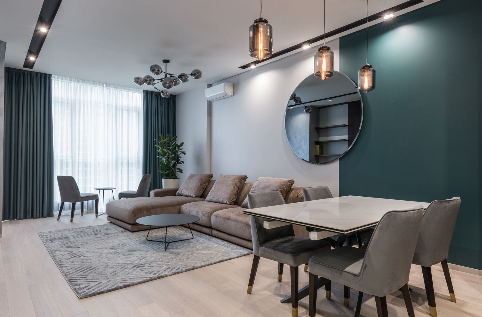 Contemporary living and dining room interior
